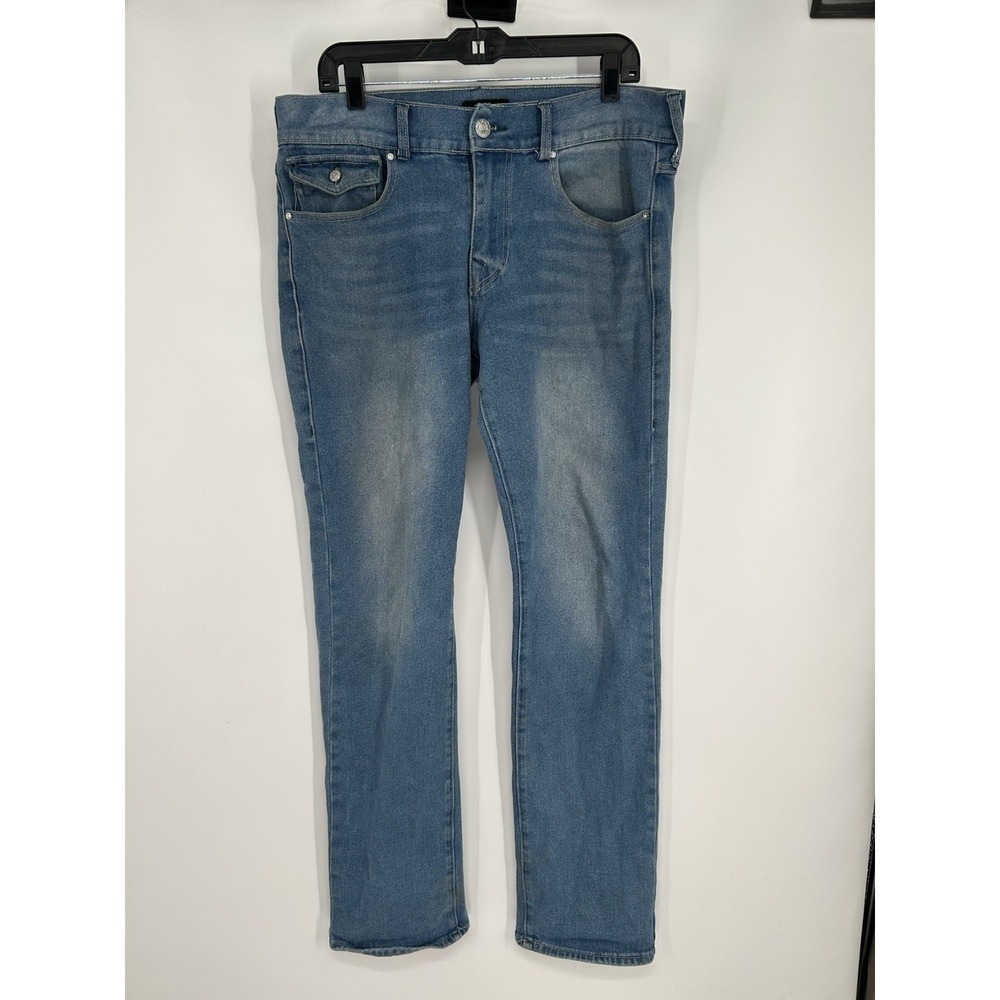 True Religion Ricky Relaxed Straight Jeans Light Wash Fit Leg Blue Size 34x32